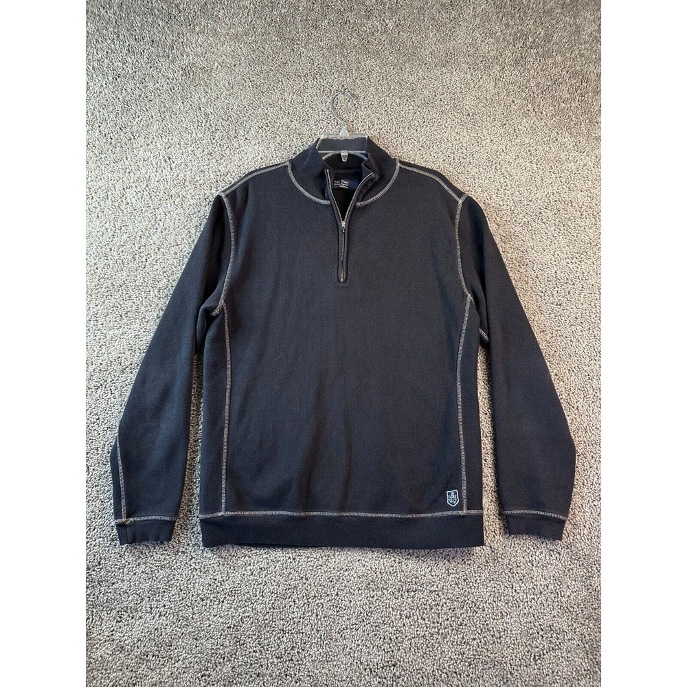 Nat Nast Sweater Mens Medium Black 1/4 Zip Pullover Cotton Luxury Originals FLAW